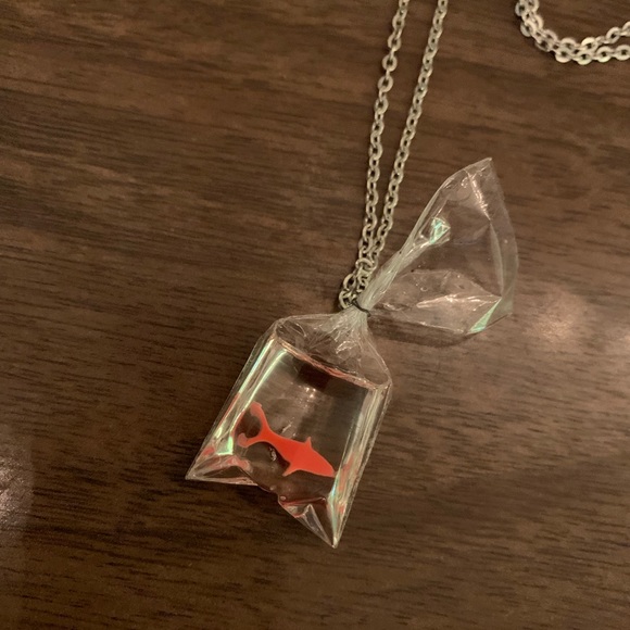 Jewelry - Cute Carnival Prize Goldfish in a Bag Necklace